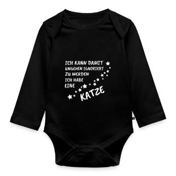 Katzenliebhaber Shirt - Baby Bio-Langarm-Body - Schwarz - Vorne