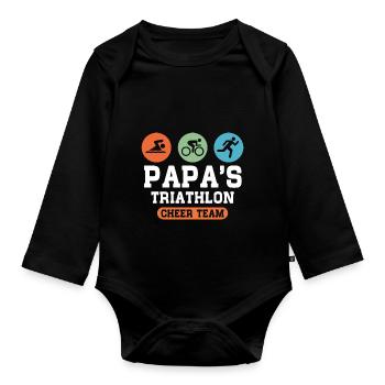 Triathlon Papa - Baby Bio-Langarm-Body - Schwarz - Vorne