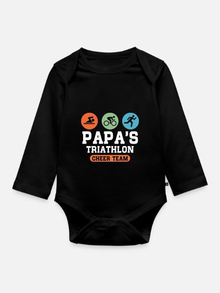 Triathlon Papa - Baby Bio-Langarm-Body - Schwarz