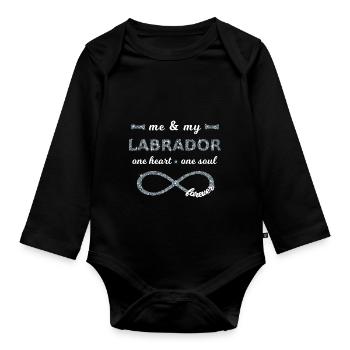 Me & my Labrador Hundeliebhaber Infinity Glitzer 8 - Baby Bio-Langarm-Body - Schwarz - Vorne