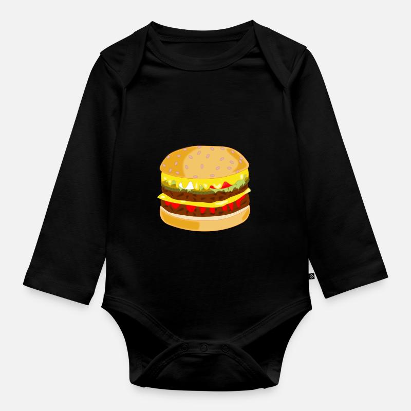 hamburger - Body Bébé bio manches longues - noir