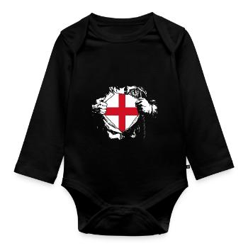 Ich liebe England - Superheld - Baby Bio-Langarm-Body - Schwarz - Vorne