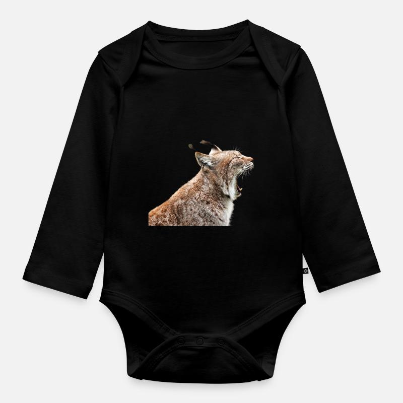 linx luchs cat katze - Baby Bio-Langarm-Body - Schwarz