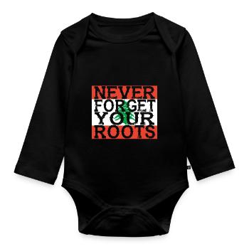 never forget roots home Libanon - Baby Bio-Langarm-Body - Schwarz - Vorne