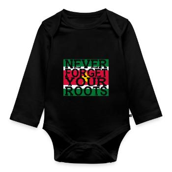 never forget roots home Suriname - Baby Bio-Langarm-Body - Schwarz - Vorne