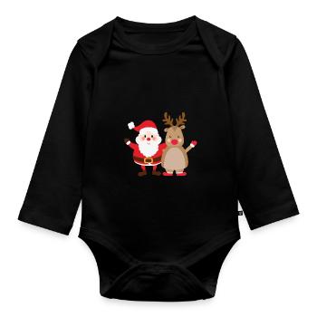 rudolph santa - Organic Longsleeve Baby Bodysuit - black - Front