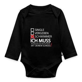 Schwimmen Geschenk T Shirt Wassersport Meer Idee - Baby Bio-Langarm-Body - Schwarz - Vorne