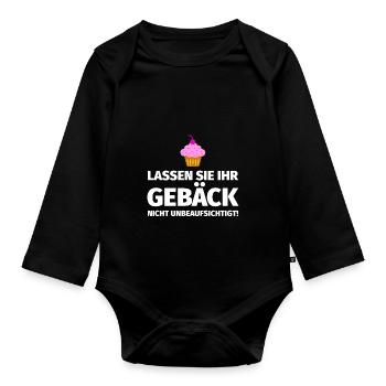 Weihnachten Backen - Baby Bio-Langarm-Body - Schwarz - Vorne