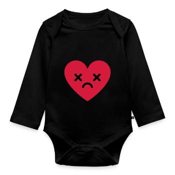 trauriges Herz emoji - Baby Bio-Langarm-Body - Schwarz - Vorne