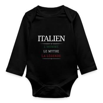 Italien Homme Mythe - Body Bébé bio manches longues - noir - Devant