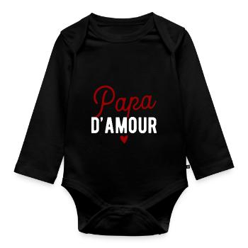 Papa d'amour cadeau - Body Bébé bio manches longues - noir - Devant