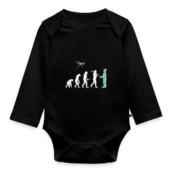 Evolution Drohne T-Shirt I Modellbau I Geschenk - Baby Bio-Langarm-Body - Schwarz - Vorne