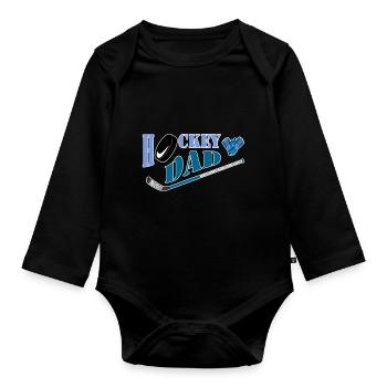 Eishockey Vater - Baby Bio-Langarm-Body - Schwarz - Vorne