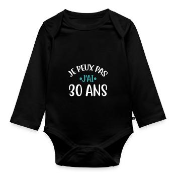 J'ai 30 ans cadeau - Body Bébé bio manches longues - noir - Devant