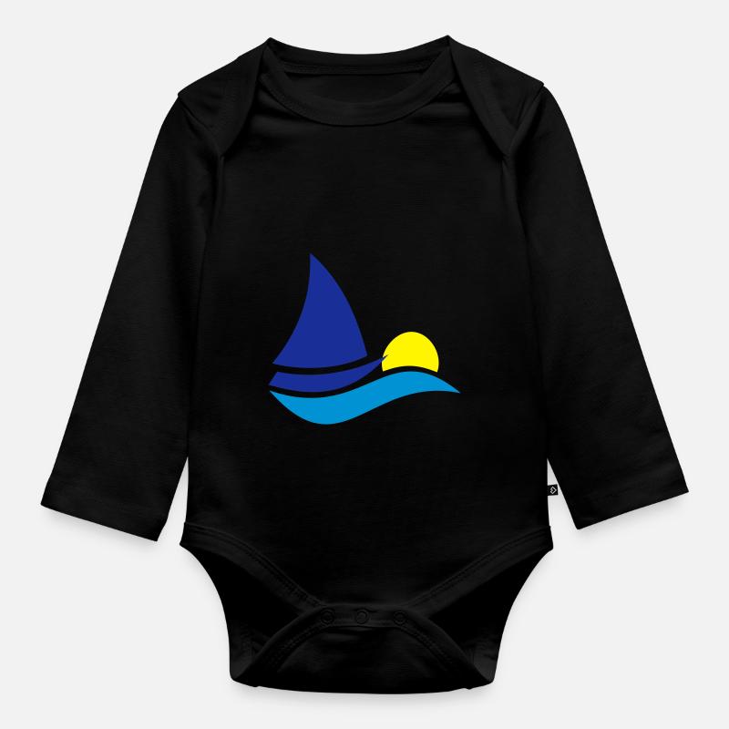 segelboot - Baby Bio-Langarm-Body - Schwarz