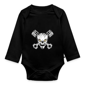 Biker skull 02 - Body Bébé bio manches longues - noir - Devant