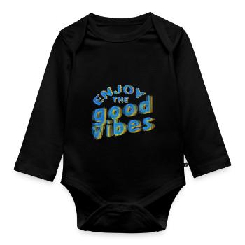 Good Vibes (Schriftzug) 02 - Baby Bio-Langarm-Body - Schwarz - Vorne