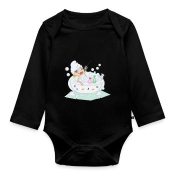 Woman Talking On The Phone In A Bubble Bath - Body Bébé bio manches longues - noir - Devant