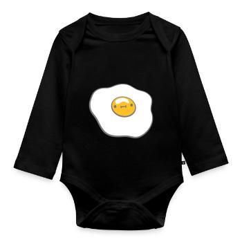 Spiegelei mit Gesicht - Baby Bio-Langarm-Body - Schwarz - Vorne