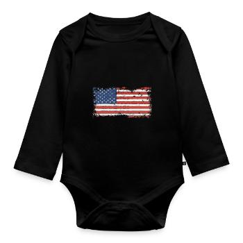 USA flag Amérique - Body Bébé bio manches longues - noir - Devant