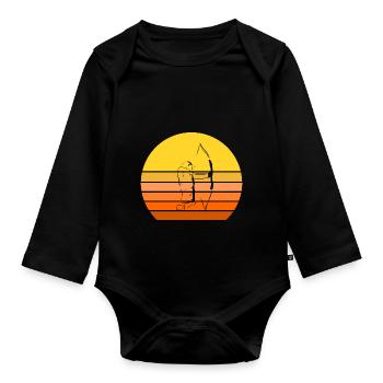 Arc classique archer arc et flèche vintage - Body Bébé bio manches longues - noir - Devant