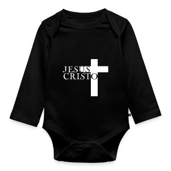 Jesus Christ God God - Organic Longsleeve Baby Bodysuit - black - Front