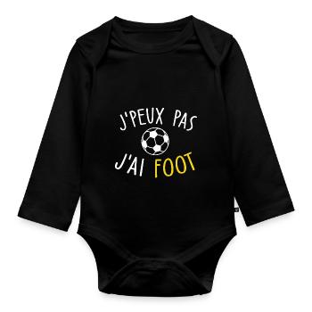 I can't I have football - Organic Longsleeve Baby Bodysuit - black - Front
