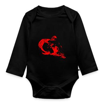 Mysterious Aries Skull (Red) - Organic Longsleeve Baby Bodysuit - black - Front