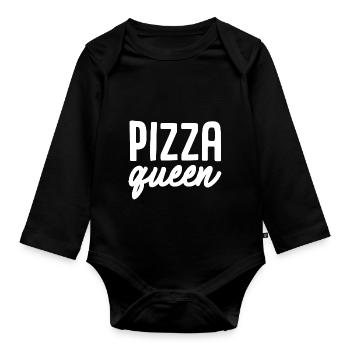 Pizza Reine - Body Bébé bio manches longues - noir - Devant