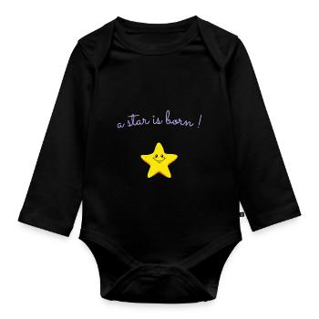 a star is born - Body Bébé bio manches longues - noir - Devant