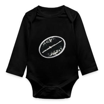 Querflöte sw - Baby Bio-Langarm-Body - Schwarz - Vorne