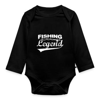 Fishing Trout Bait Cast Rod - Organic Longsleeve Baby Bodysuit - black - Front