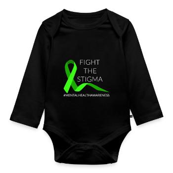 Fight The Stigma Mental Health Awareness II - Organic Longsleeve Baby Bodysuit - black - Front
