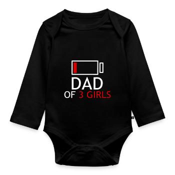 Vater von 3 Mädchen - Baby Bio-Langarm-Body - Schwarz - Vorne