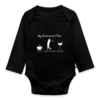 Golfer Golf Sport Lustige Geschenke Golfplatz - Baby Bio-Langarm-Body - Schwarz - Vorne