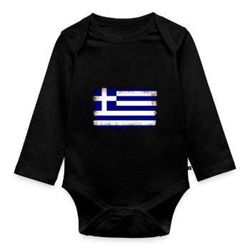 Greece - Organic Longsleeve Baby Bodysuit - black - Front