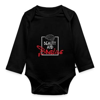 Brain Anatomy Science Beauty And Brains - Organic Longsleeve Baby Bodysuit - black - Front