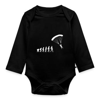 Paraglider Evolution Fallschirmspringer Sport - Baby Bio-Langarm-Body - Schwarz - Vorne