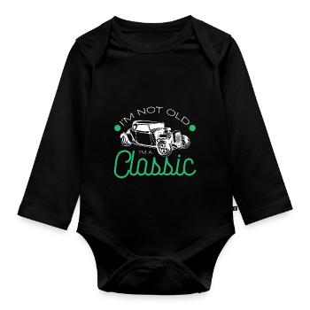 Vintage Car Truck Birthday I'm Not Old I'm A Class - Baby Bio-Langarm-Body - Schwarz - Vorne
