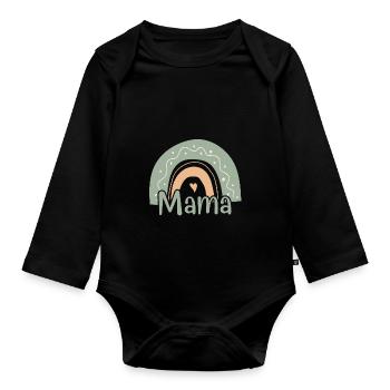 Mama Pastell Regenbogen Liebe - Baby Bio-Langarm-Body - Schwarz - Vorne