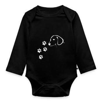 Labrador Hundemotiv für Hundeliebhaber mit Pfoten - Baby Bio-Langarm-Body - Schwarz - Vorne