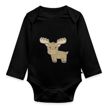 Elch - Baby Bio-Langarm-Body - Schwarz - Vorne