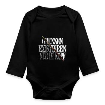 motivational gym buddy drinking extreme sports - Baby Bio-Langarm-Body - Schwarz - Vorne