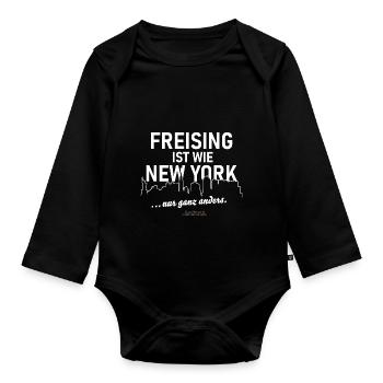 Freising ist wie New York - Baby Bio-Langarm-Body - Schwarz - Vorne