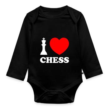 I love Chess Chess Chess Player - Organic Longsleeve Baby Bodysuit - black - Front