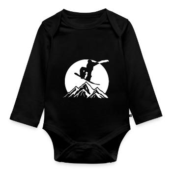 Snowboard Snowboarder - Baby Bio-Langarm-Body - Schwarz - Vorne