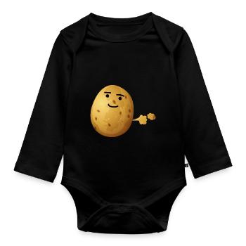 potato wax - Organic Longsleeve Baby Bodysuit - black - Front