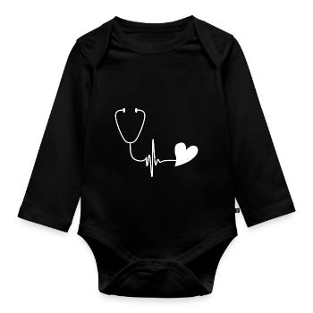 Infirmière Krankenschwester Corona - Body Bébé bio manches longues - noir - Devant