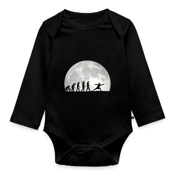 Fechten Evolution Vintage Fencer - Baby Bio-Langarm-Body - Schwarz - Vorne