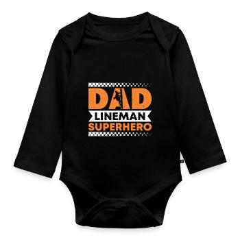 Papa Line Fitter Superhero - Organic Longsleeve Baby Bodysuit - black - Front